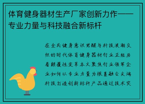 体育健身器材生产厂家创新力作——专业力量与科技融合新标杆